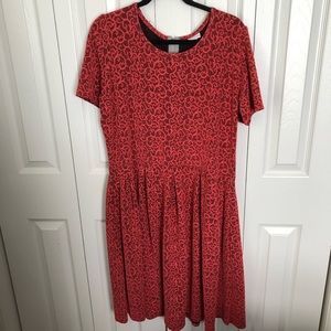 Lularoe Amelia Dress Salmon/Pink Scroll